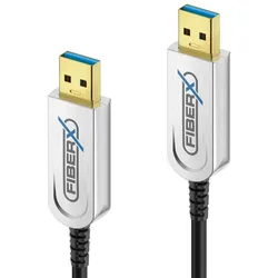 FiberX USB 3.1-Kabel Gen2, Fiber, 10Gbps, A-A 40m Schwarz (USB 3.2 Gen 2), USB Kabel