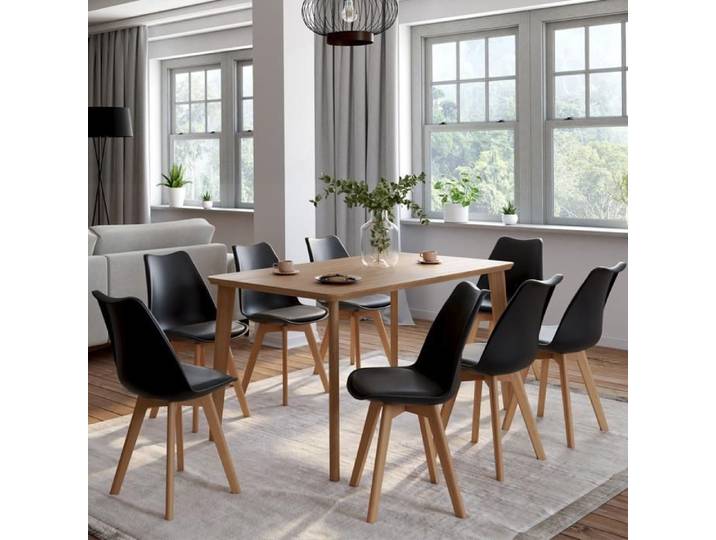IDMARKET Lot de 8 chaises de salle à manger SARA scandinaves noir