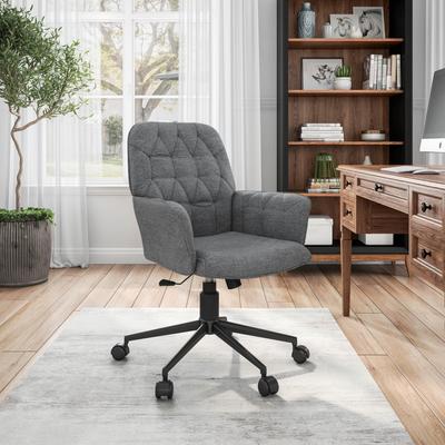 Kodotan sofa Modern Upholstered Tufted Office Chair with Arms, Grey