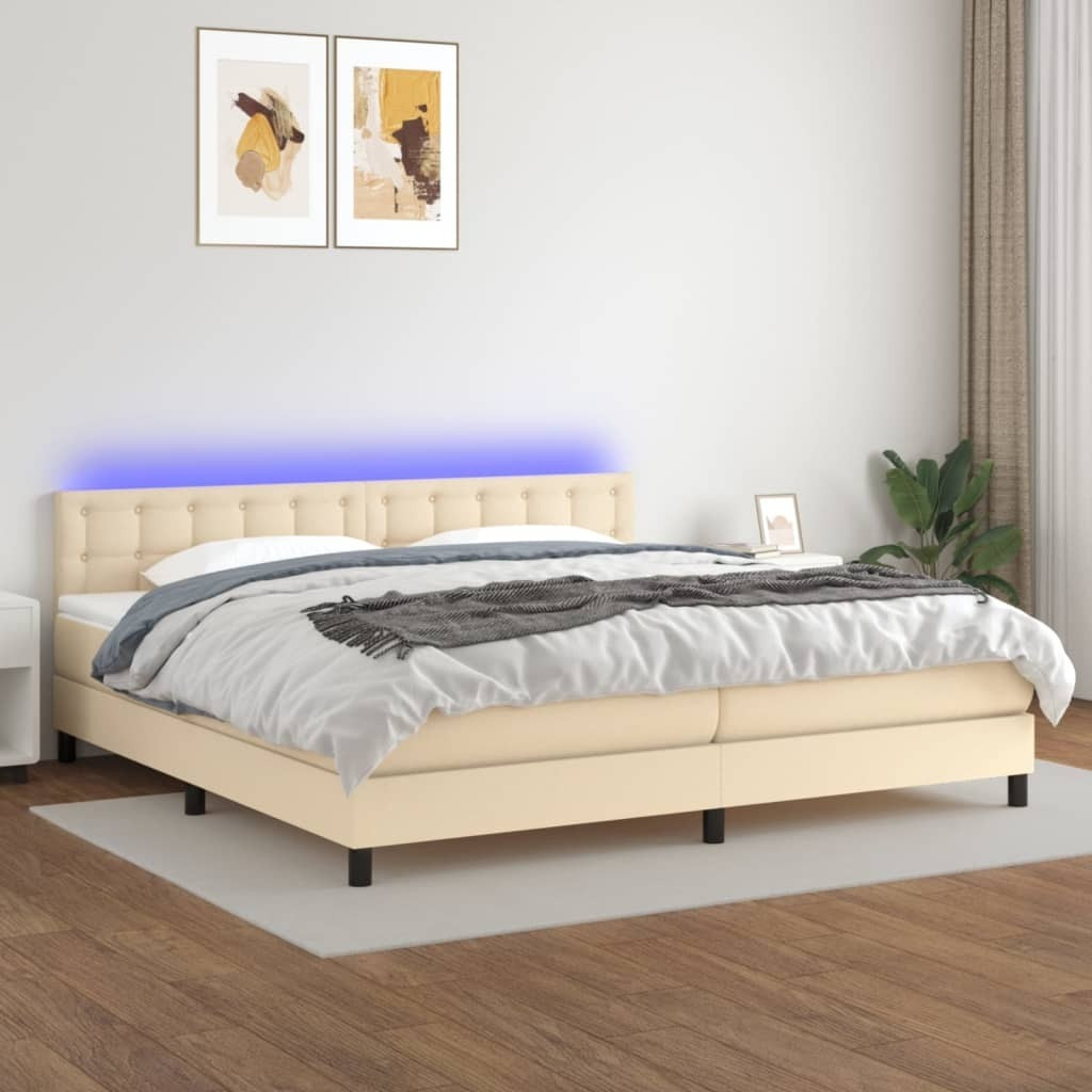 Prolenta Boxspringbed met matras en LED-verlichting, textiel, 200 x 200 cm
