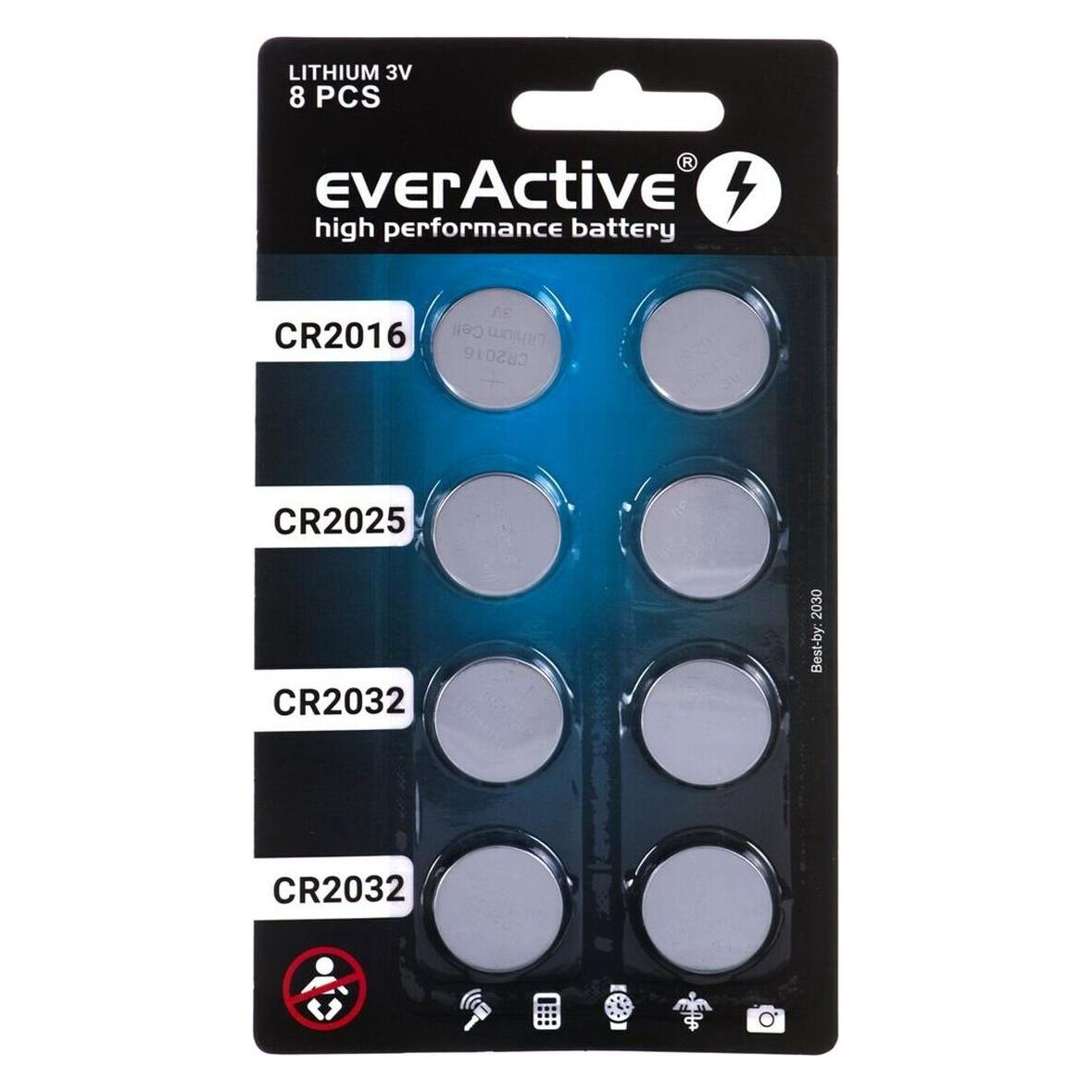 Everactive LITHIUM BATTERY KIT, 4X CR2032, 2X CR2025, 2X CR2016 CRMIX8BL (CRMIX8BL) - Batte (8 Stk., CR2016, CR2025, CR2032, 90 mAh) (CRMIX8BL)