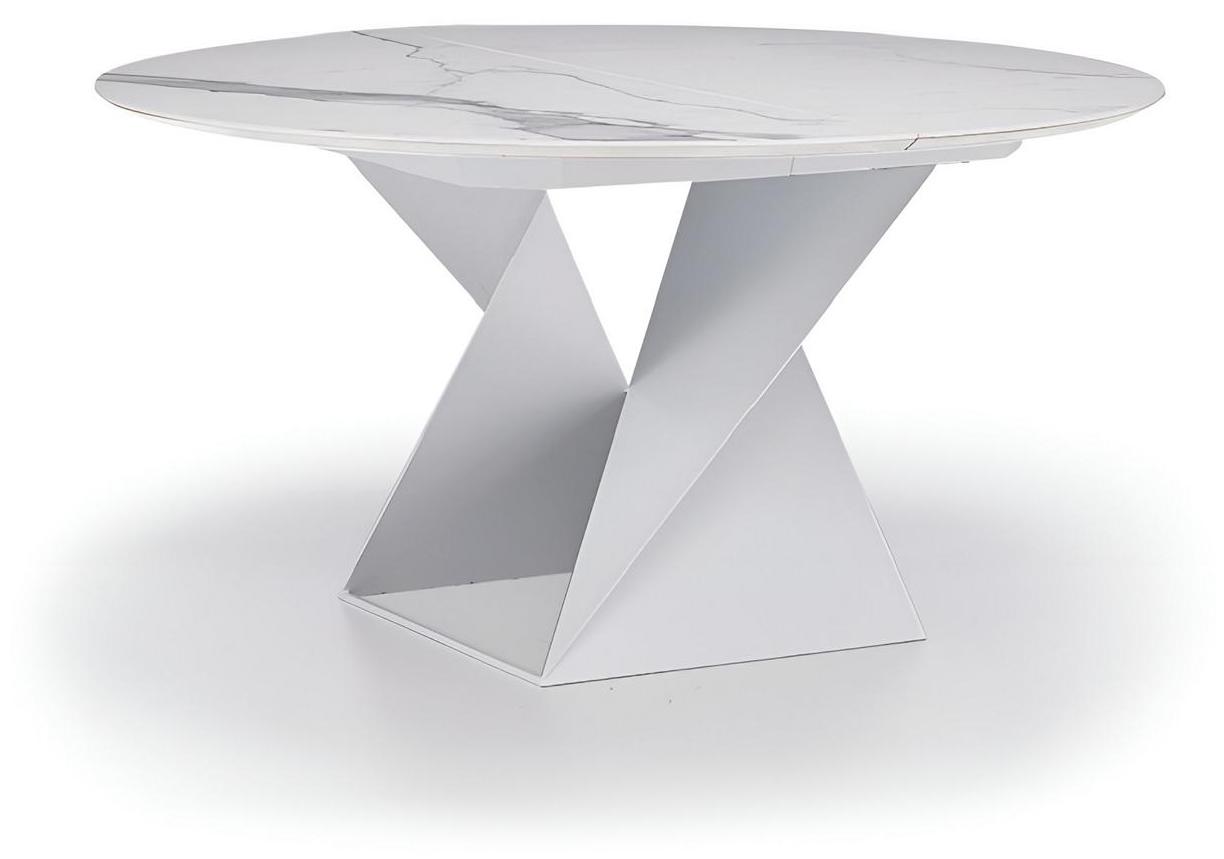 Moderner Weißer Esstisch Rundtisch Esszimmer Luxus Marmortisch