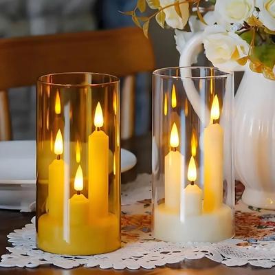 Uplifted Finds Flameless 3in1 LED Taper Candles With Lampshade Battery Operated Flickering gold