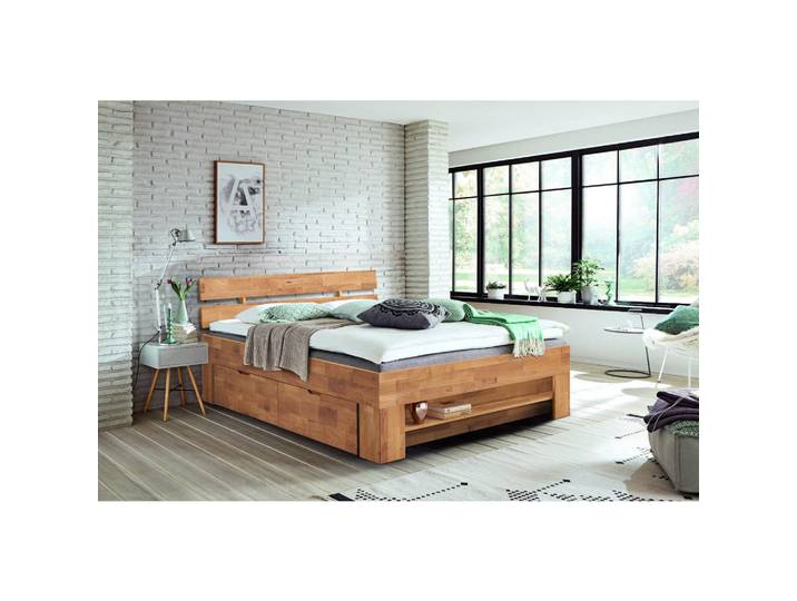 Livetastic Stauraumbett, Eiche, Holz, Wildeiche, massiv, 4 Schublade(n) Schubladen, 140x200 cm, Schlafzimmer, Betten, Stauraumbetten