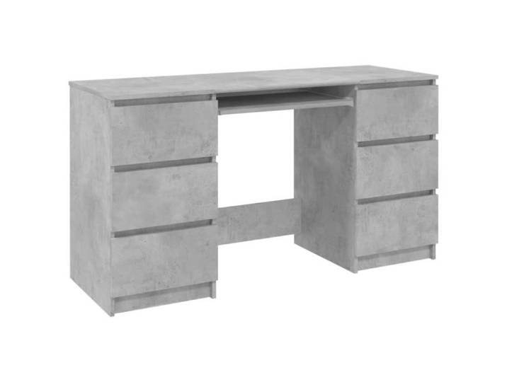 Bureau - ZERODIS - ZER7324977781711 - Gris béton - 140x50x77 cm - 6 tiroirs