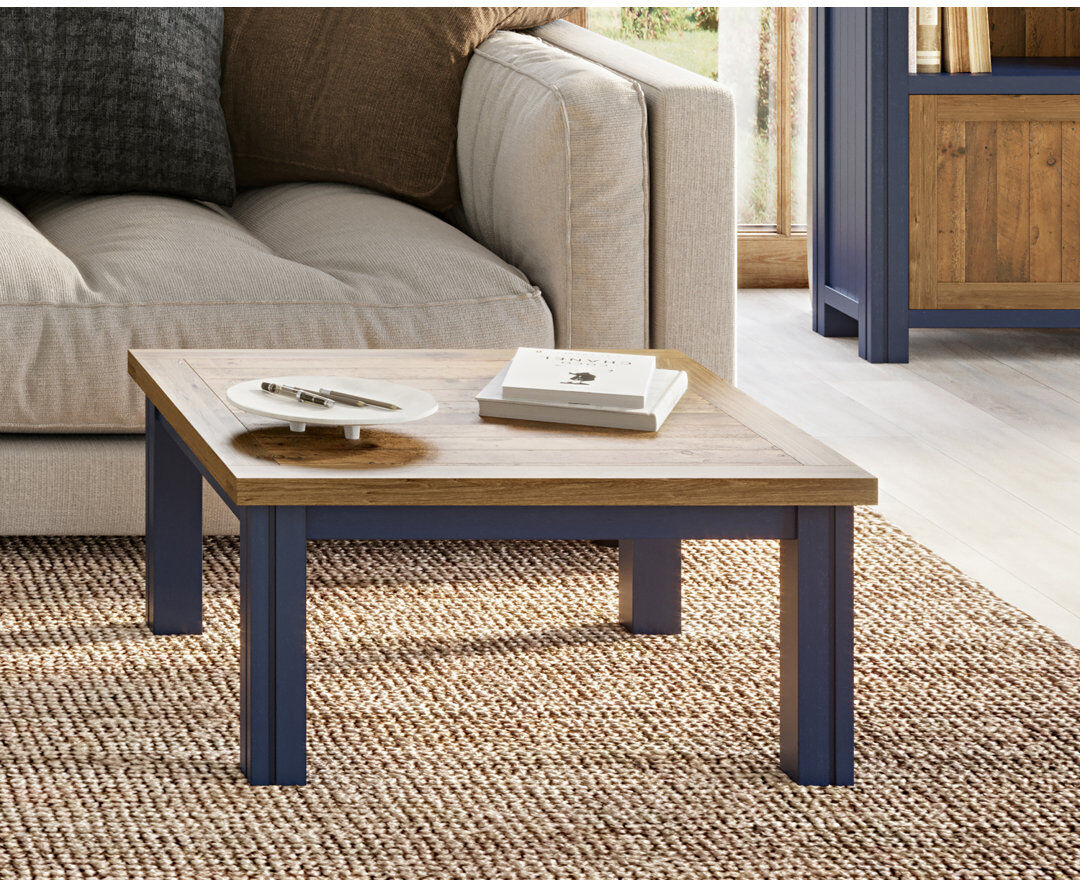 Union Rustic Kamakou Solid Wood Solid Wood Coffee Table Black/Oak 35cm H X 70cm W X 70cm D