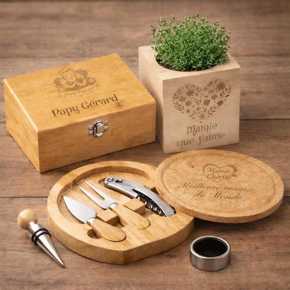Ocadeau Cadeau papy ou mamie en bois