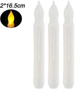 Uplifted Finds Battery Operated LED Flameless Taper Candles Electric Flickering Long Candlesticks For Weddings And Home Decor style A White 3 Pcs