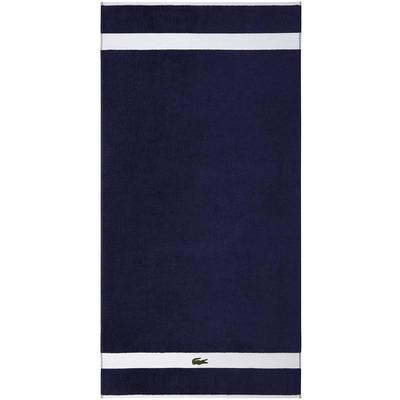 Duschtuch LACOSTE "LCASUAL", blau (marine), B:70cm L:140cm, Frottier, Obermaterial: 100% Baumwolle, Handtücher, mit Label-Applikationen und Bordüre