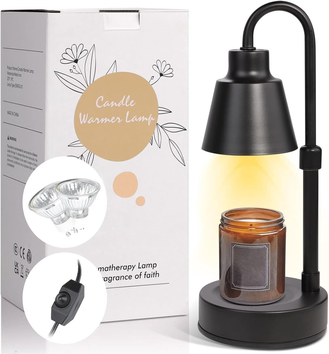 Uitschuifbare Kaars Warmer Lamp voor Aromatherapie met Verstelbare Hoogte en Helderheid voor Thuisgebruik
