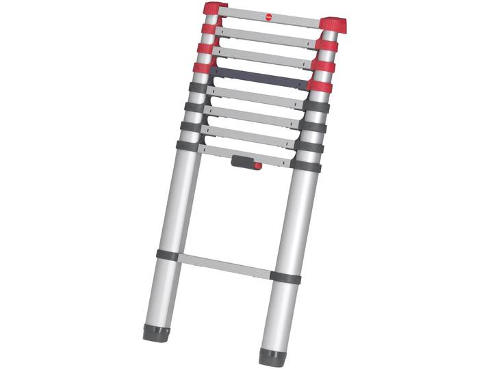 Teleskopleiter HAILO FlexLine , grau (aluminiumfarben), B:46cm H:94cm L:8cm, Aluminium, Leitern, Teleskopleiter, Alu-Sicherheits-Teleskopleiter 9 Sprossen