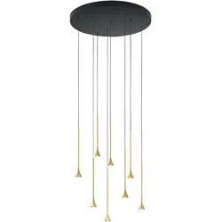 Fabas Luce Susa Pendelleuchte Ø500mm LED 40W 3540lm 3000K Dimmbar in Schwarzmetall und Messing - Elegante Konstruktion IP20 Schutzklasse 1