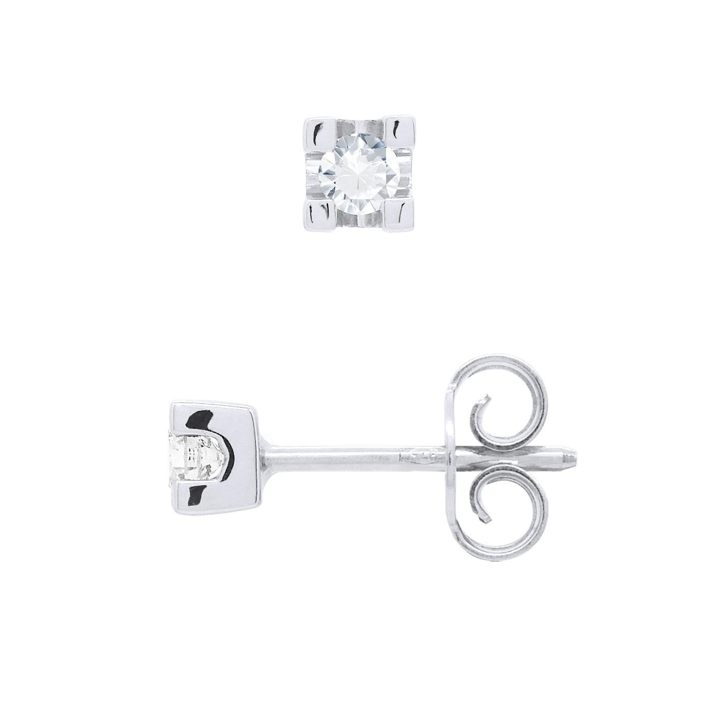 Oorbellen Solitaires 0,15 Cts Diamond White Gold 18k