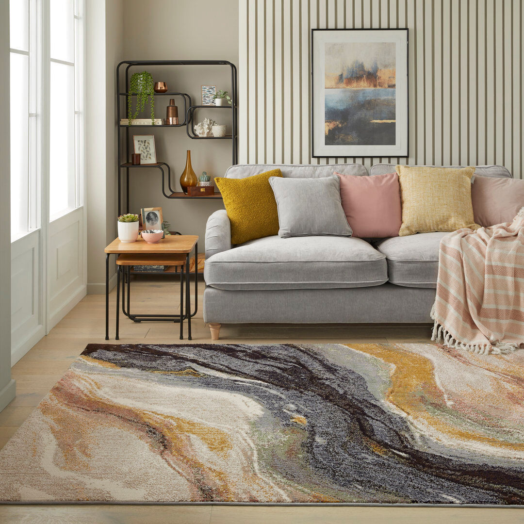 Concept Looms Amara Abstract Area Rug Brown;Peal Midnight;Gray Rectangle 80 x 150cm
