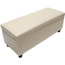 Bank Sitzbank MIT Aufbewahrung Arezzo Leder + Kunstleder 112x45x45cm MVG-zertifiziert ~ creme