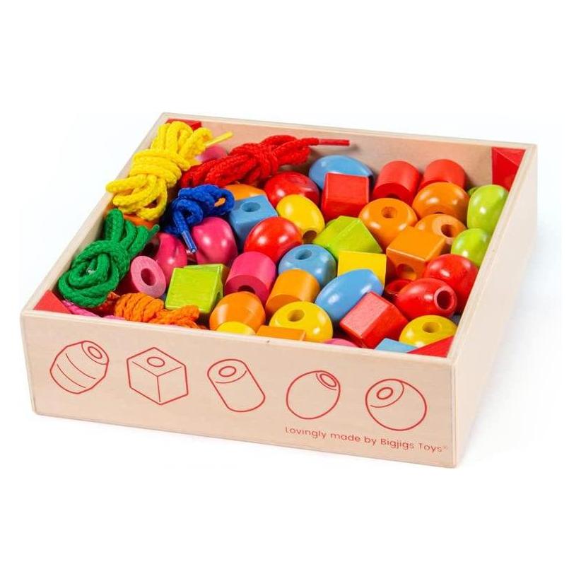 Bigjigs Holzperlen im Topf (BJ662)