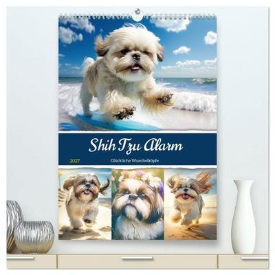 Shih Tzu Alarm. Glückliche Wuschelköpfe (hochwertiger Premium Wandkalender 2027 DIN A2 hoch), Kunstdruck in Hochglanz