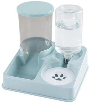 PetsAreLife Automatic Cat Feeder And Water Dispenser Set 2 in 1 Tilted Gravity Pet Food And Water Feeder sky Blue