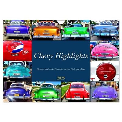 Chevy Highlights - Oldtimer der Marke Chevrolet aus den Fünfziger Jahren (Wandkalender 2025 DIN A4 quer), CALVENDO Monatskalender