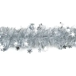 Creativery 3m Weihnachtsgirlande 10cm mit Schneeflocken Lamettagirlande Weihnachtsbaumgirlande Dekogirlande Weihnachten Christbaumgirlande Fasching Silber