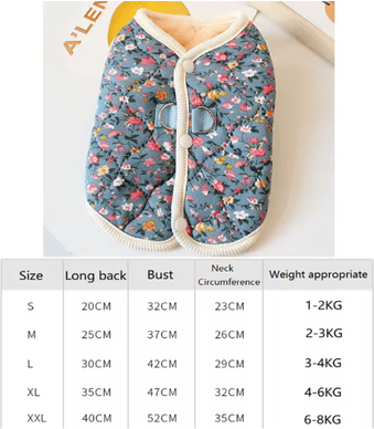 Inspire Picks Bloom Fur Floral Puppy Fleece Jacket Luxury Winter Vest Coat For Small Dogs (XGMY05) blue xxl (6 8kg)