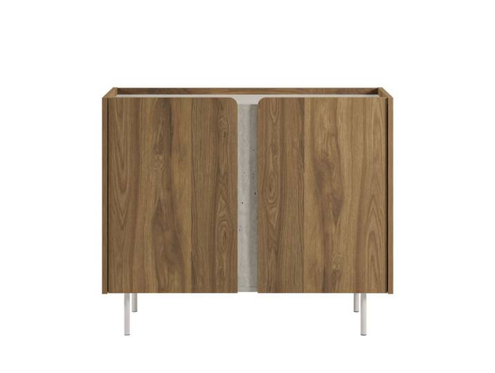 Buffet 2 portes en bois et métal l100cm - bois foncé