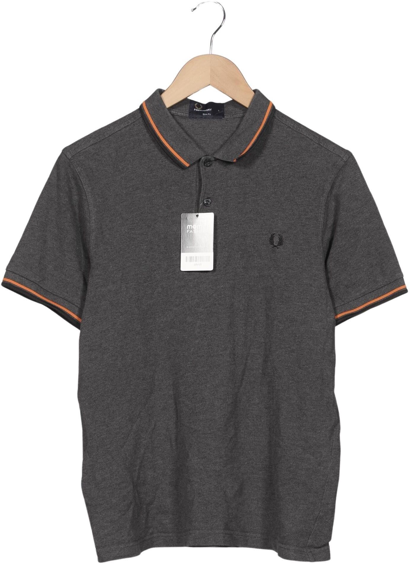 Fred Perry Herren Poloshirt, Grau, Gr. L, Baumwolle - Second Hand