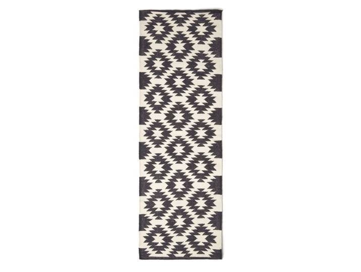 Tapis de couloir kilim géométrique en coton noir et blanc 66x200 cm