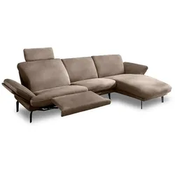 Segmüller Werkstätten Sofa inkl. Longchair Vienna Leder Braun Espresso