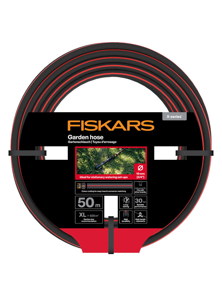 Fiskars Gartenschlauch "X-Series 19mm (3/4)" in Schwarz/ Rot/ Orange - onesize