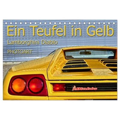 Ein Teufel in Gelb Lamborghini Diablo PHOTOART (Tischkalender 2025 DIN A5 quer), CALVENDO Monatskalender
