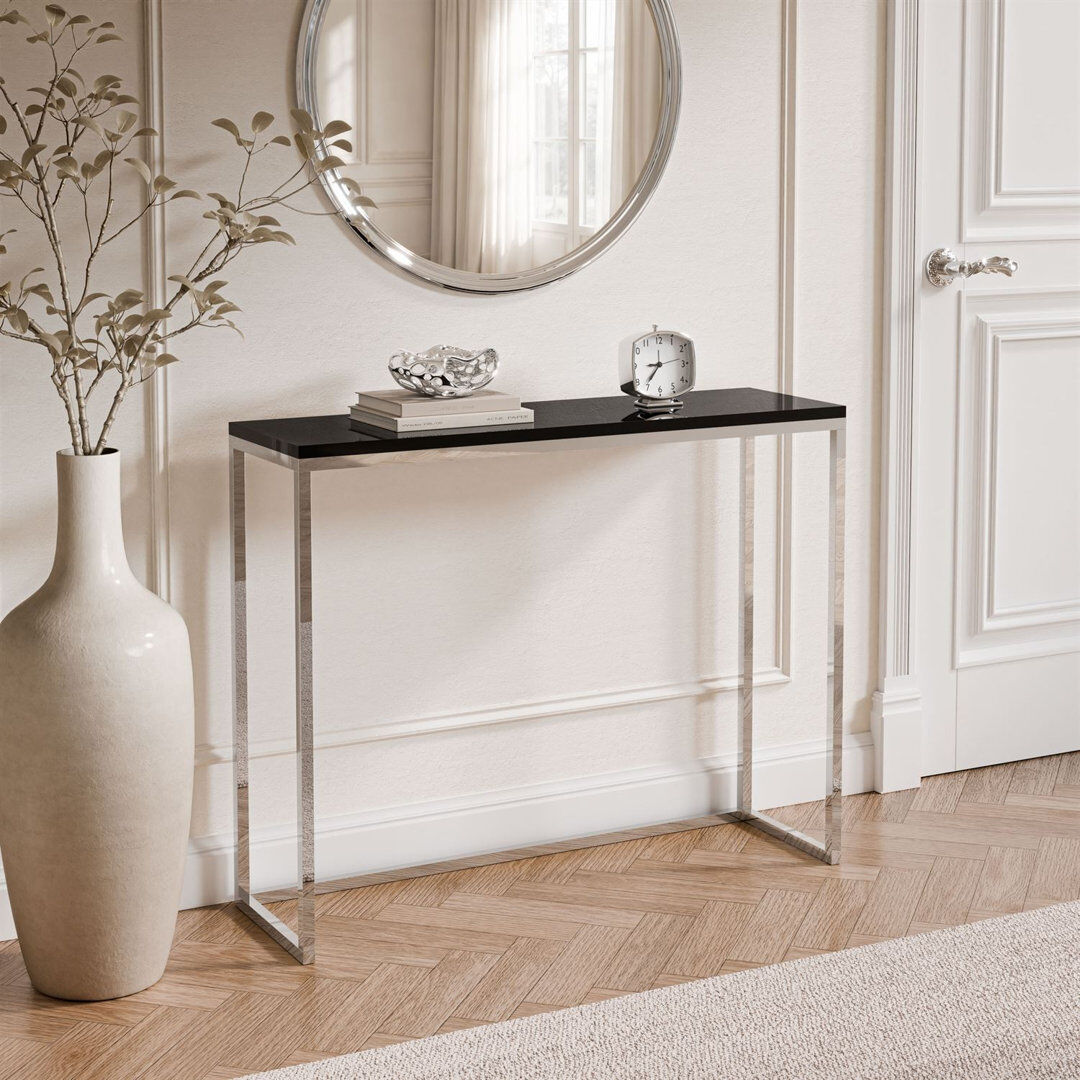 LukMebel Console Table chrome/ black gloss 100 cm