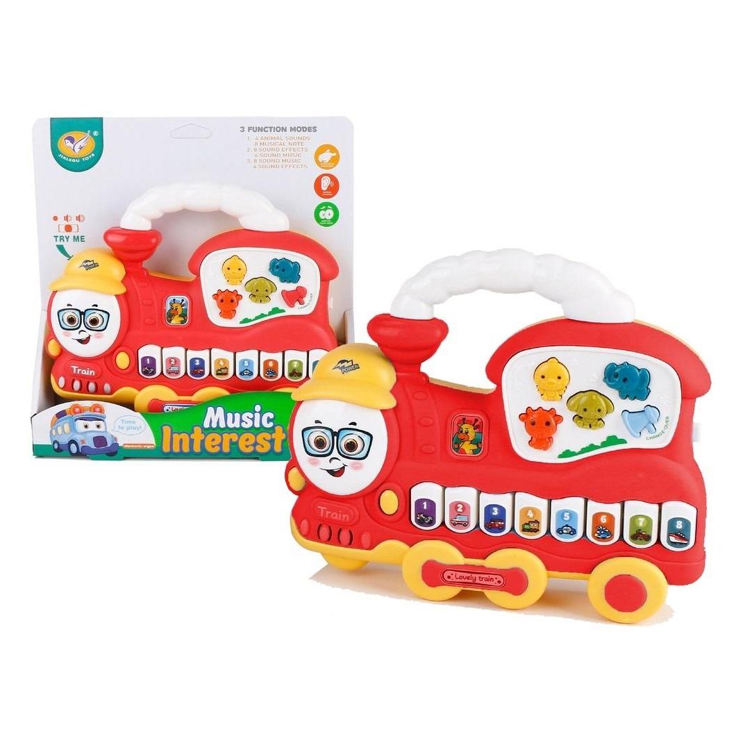 Lean Toys Interaktives Klavier, Lokomotivgeräusche, Tiere, Fahrzeuggeräusche, Melodien, Rot (33450662)