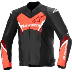 Alpinestars Faster V3 Airflow, Lederjacke - Schwarz/Neon-Rot - 50