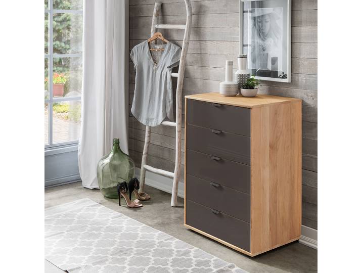 Commode avec 5 tiroirs 60cm Marron/Mocca Aulne