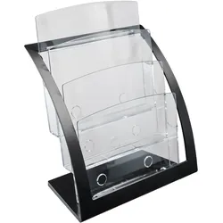 Prospekthalter, Polystyrol/ ABS, transparent PTXB 3 x schwarz | A4, PS, ABS-Kunststoff