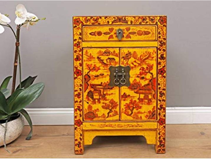 Yajutang chinesische Kommode Sideboard 1 Schublade 2 Türen bemalt