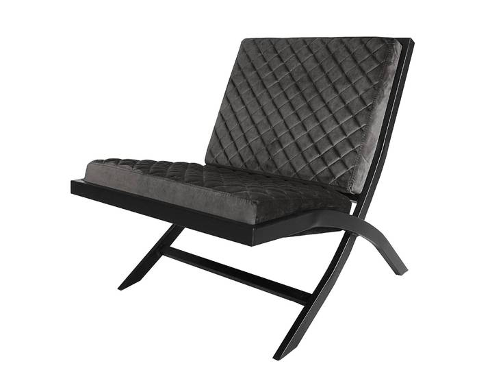 Fauteuil Bourke I Gris/Gris foncé Velours Ravi 64 x 73 x 75cm