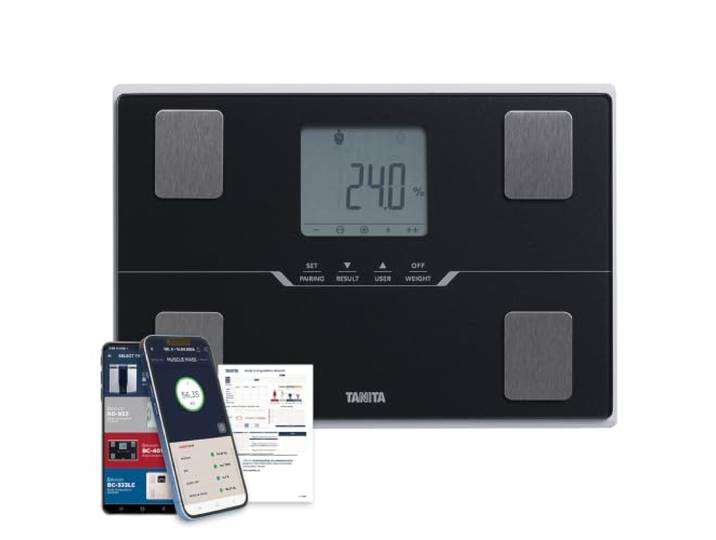 TANITA BC-401 Balance intelligente de composition corporelle familiale compacte noire avec application pour le suivi de la condition physique