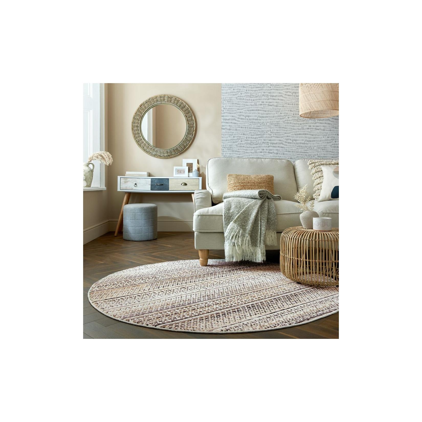 Teppich gestreift Naturfarben Ø160 cm - PERRAN Kadima Design