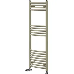 LuxeBath Handtuchheizkörper 500x1200 mm Badheizkörper mit Thermostatventil, Handtuchtrockner Sahara gebogen mit Seitenanschluss, Handtuchhalter, Beige
