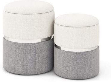 Costway Velvet/Linen Fabric Storage Ottoman Set of 2-Gray