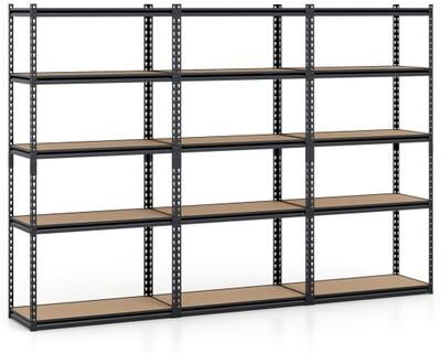 Costway 5-Tier Garage Shelving Unit 2200 LBS Metal Storage Shelves Adjustable Utility Rack-Set of 3