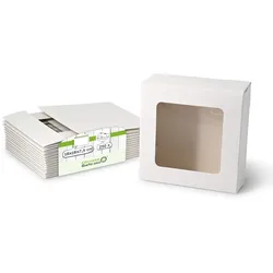 greenbox - Patisserie Boxen 18 x 18 x 7,5 cm, Zellulose-Fenster, weiß, 250 St.