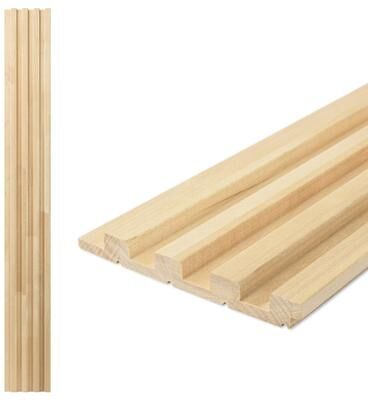 "Art3d 96"" x 5.7"" Birch Wood 3D Wall Panel - Set of 4 for Stylish Wall Décor"