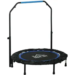 HOMCOM 102 cm Fitness-Trampolin Faltbares Mini-Trampolin mit Haltegriff, Schwarz