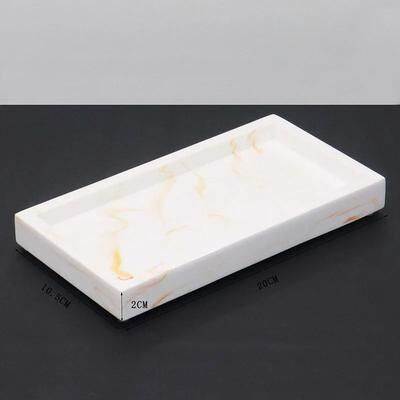 Uplift Picks LuxeStone Marble Resin Storage Tray Rectangular Vanity Organizer h
