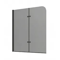 BADEWANNE Austin 2 Teile cm Schwarz mit Rauchglass - 120 x 140 cm