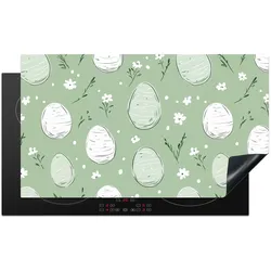 HERDABDECKPLATTE Grün - Eier - Muster Induktionsschutz 91.2x52 cm