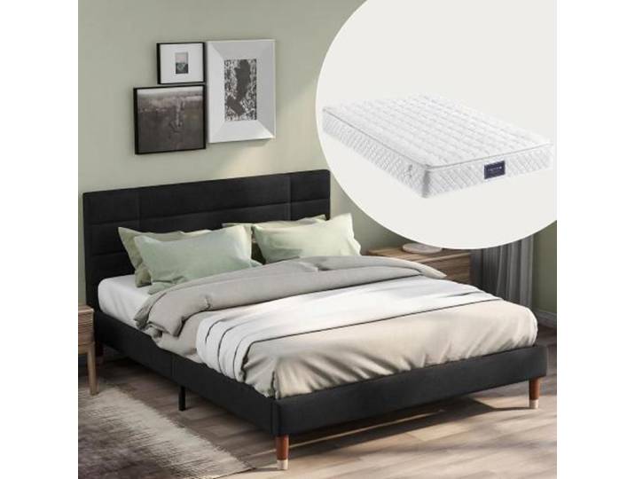 Lit adulte 140x200 cm Avec Matelas adulte junior Noir